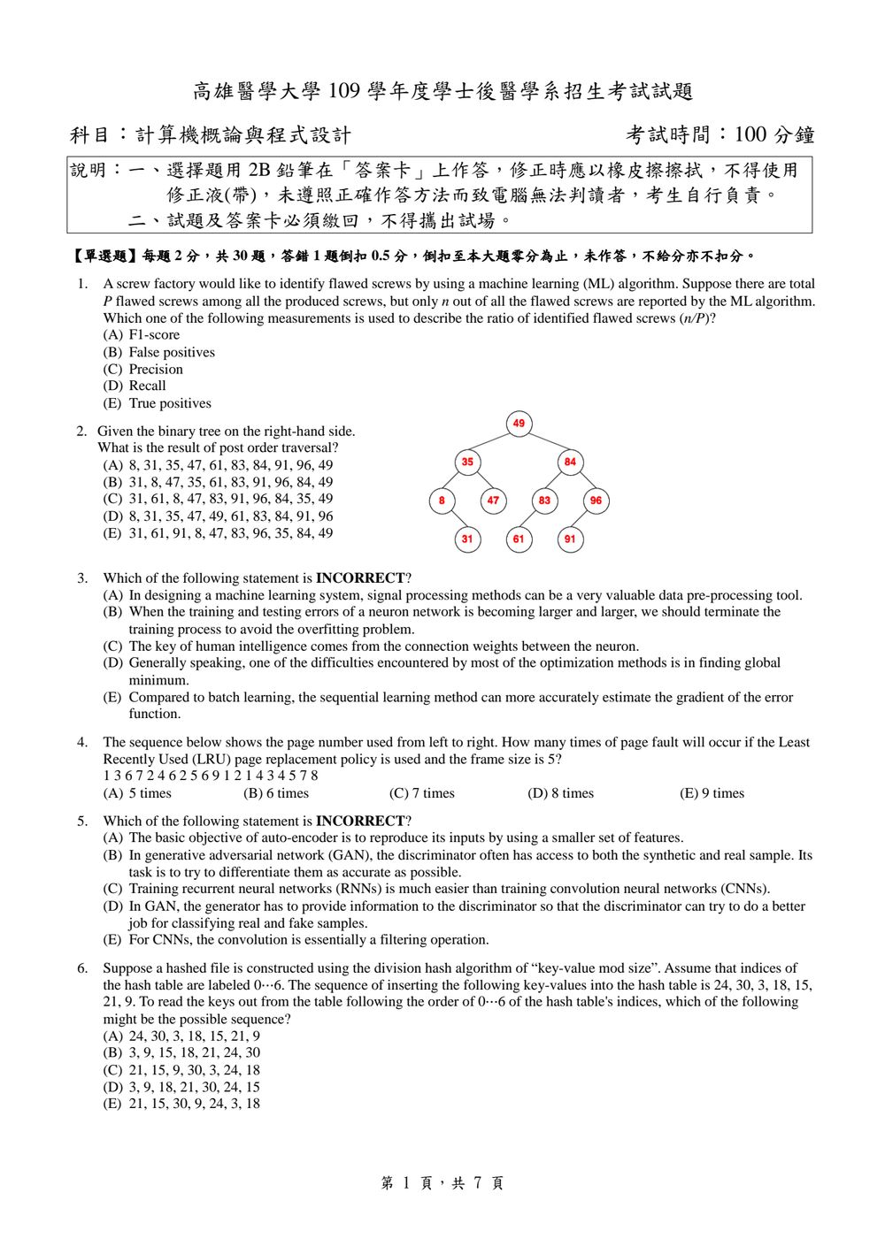 原卷第 1 頁