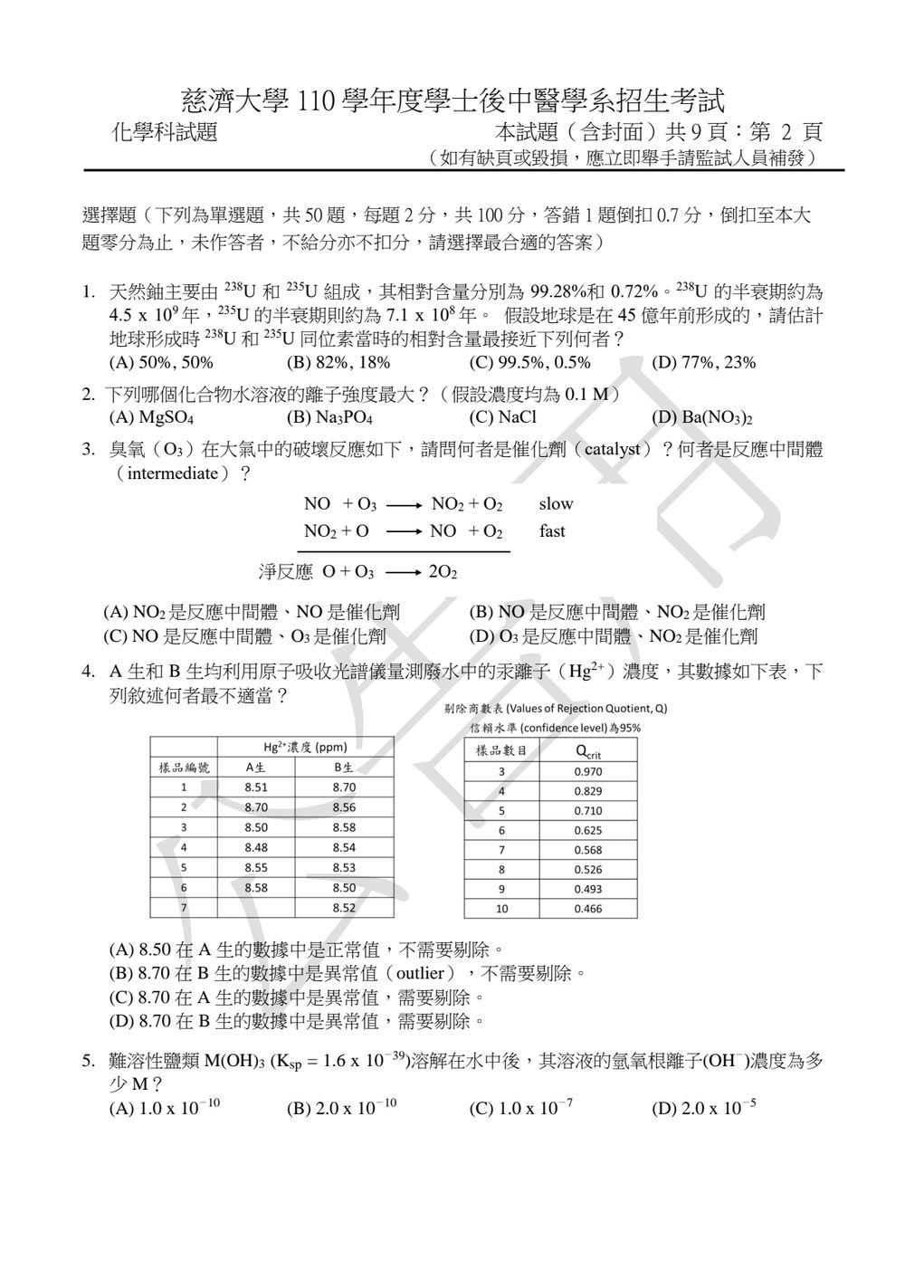 原卷第 2 頁